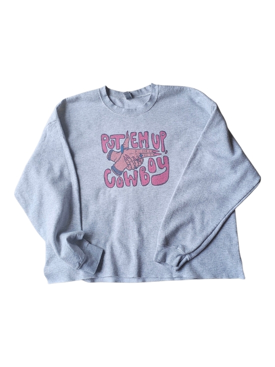 Gildan Tops - Gildan XL Cropped Western Graphic Sweatshirt “Put Em Up Cowboy” Oversized Cut